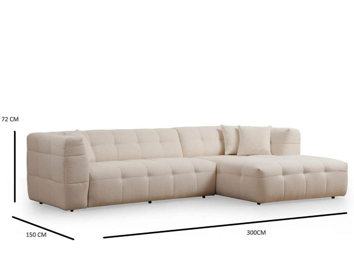 ECKSOFA modernes Design - Beige/Schwarz, Holz/Kunststoff (150/300cm) - myHomelando