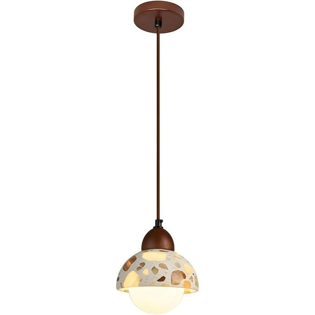 PENDELLEUCHTE Terrazzo & Stein Vintage, Rustikal - Gelb, Stein (15/16/15cm) - Authentics