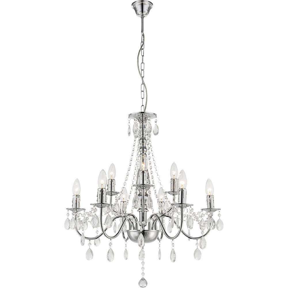 KRONLEUCHTER William Silber Kristalloptik - Silberfarben, Metall (63/63/153cm) - Globo Lighting
