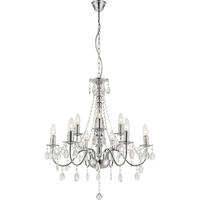 KRONLEUCHTER WILLIAM Chrom Silber Kristalloptik - Silberfarben, Metall (63/63/153cm)