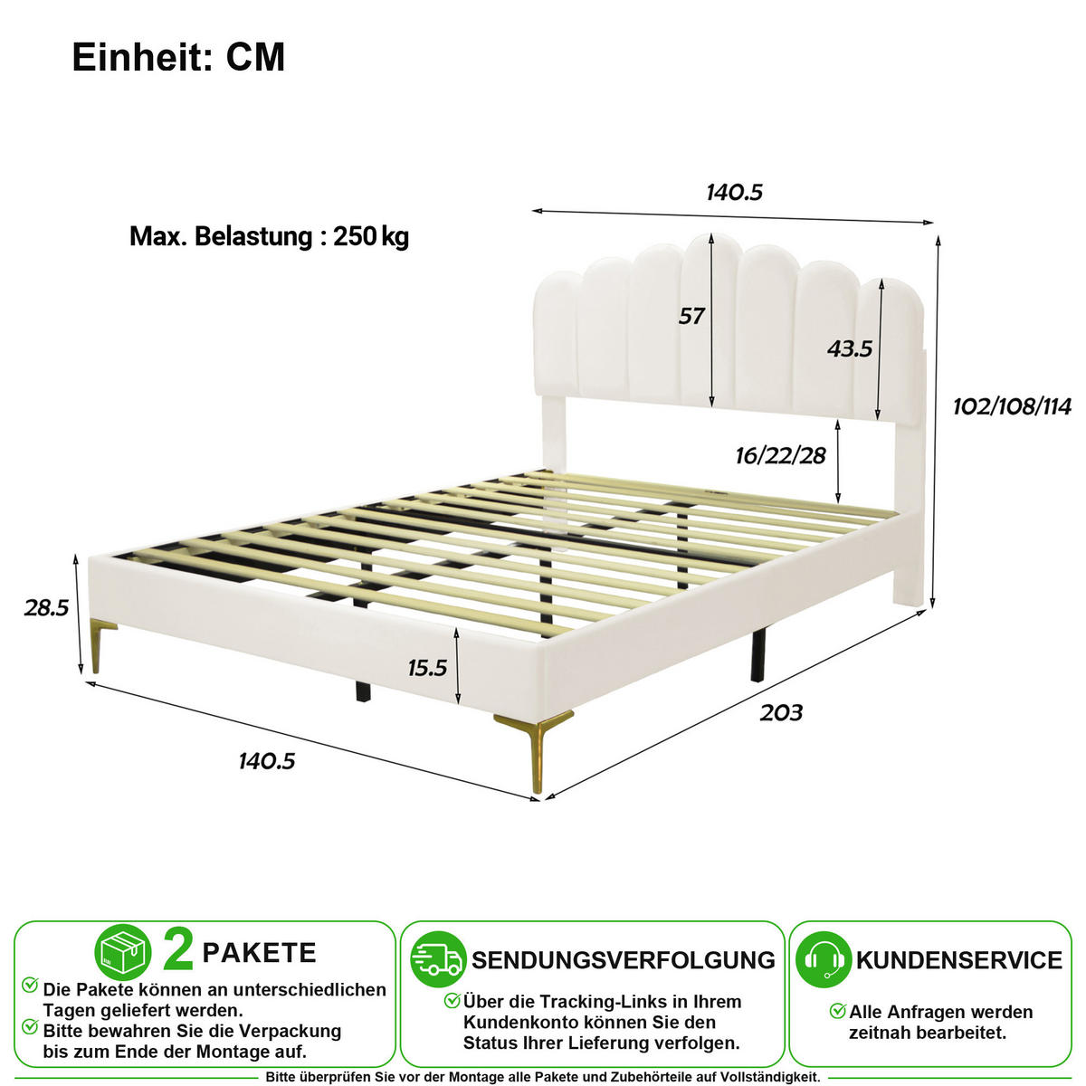 POLSTERBETT 140/200 cm in Beige Samt mit Verstellbarem Kopfteil und Lattenrost - Beige, Holzwerkstoff/Textil (140/200cm) - CHICFURN