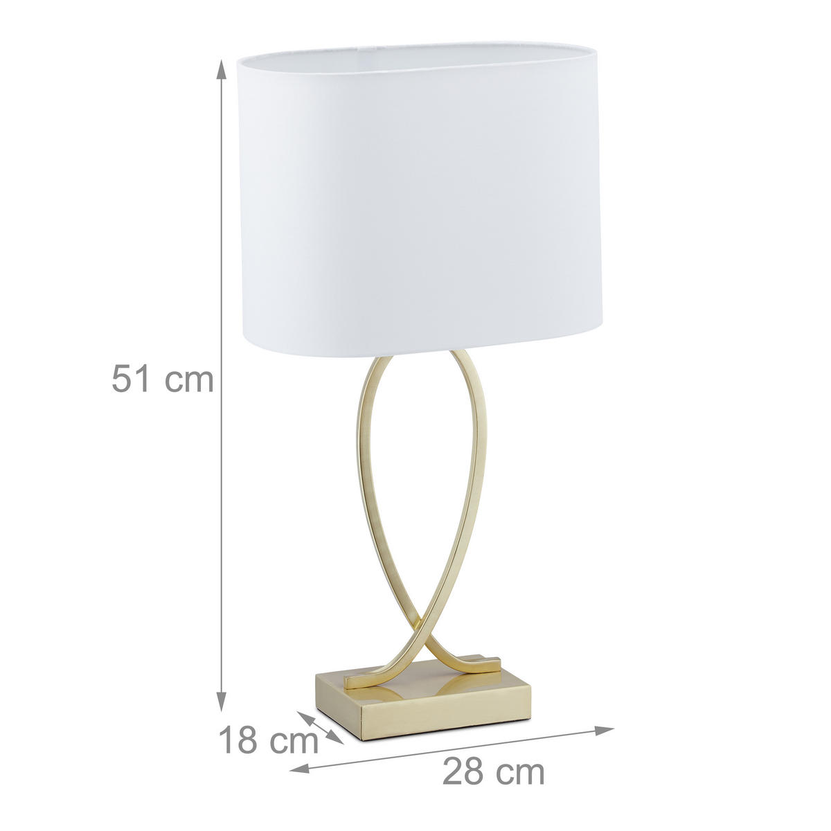 TISCHLAMPE - Goldfarben, Textil/Metall (18/28/51cm) - Relaxdays
