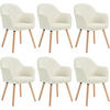 ESSZIMMERSTUHL 6er Set Cord, Holzbeine, Creme - Eichefarben/Creme, Holz/Kunststoff (55.5/83.5/56.5cm) - Woltu