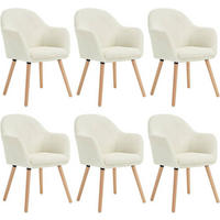 ESSZIMMERSTUHL 6er Set Cord, Holzbeine, Creme - Eichefarben/Creme, Holz/Kunststoff (55.5/83.5/56.5cm) - Woltu
