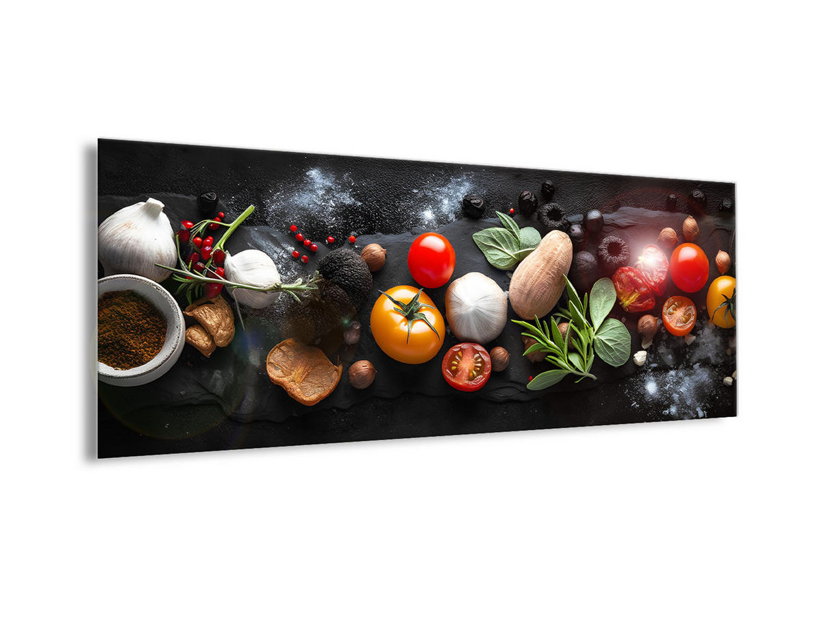GLASBILD 80x30 cm Küche Gourmet modern - Multicolor, Glas (80/30cm) - artissimo