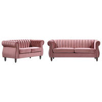 CHESTERFIELD-SOFAGARNITUR - 3-Sitzer & 2-Sitzer - Samt - Altrosa - TRUMBO - Pink, Textil (78/77/195cm) - Vente-Unique