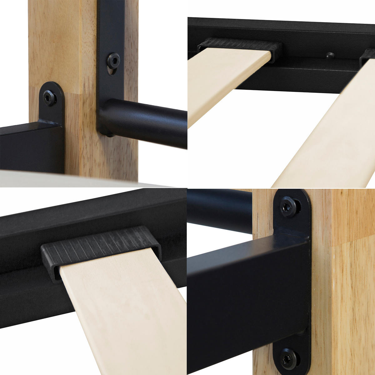 METALLBETT 90/200 cm Schwarz Natur - Schwarz/Naturfarben, Holz (90/200cm) - Homestyle4u