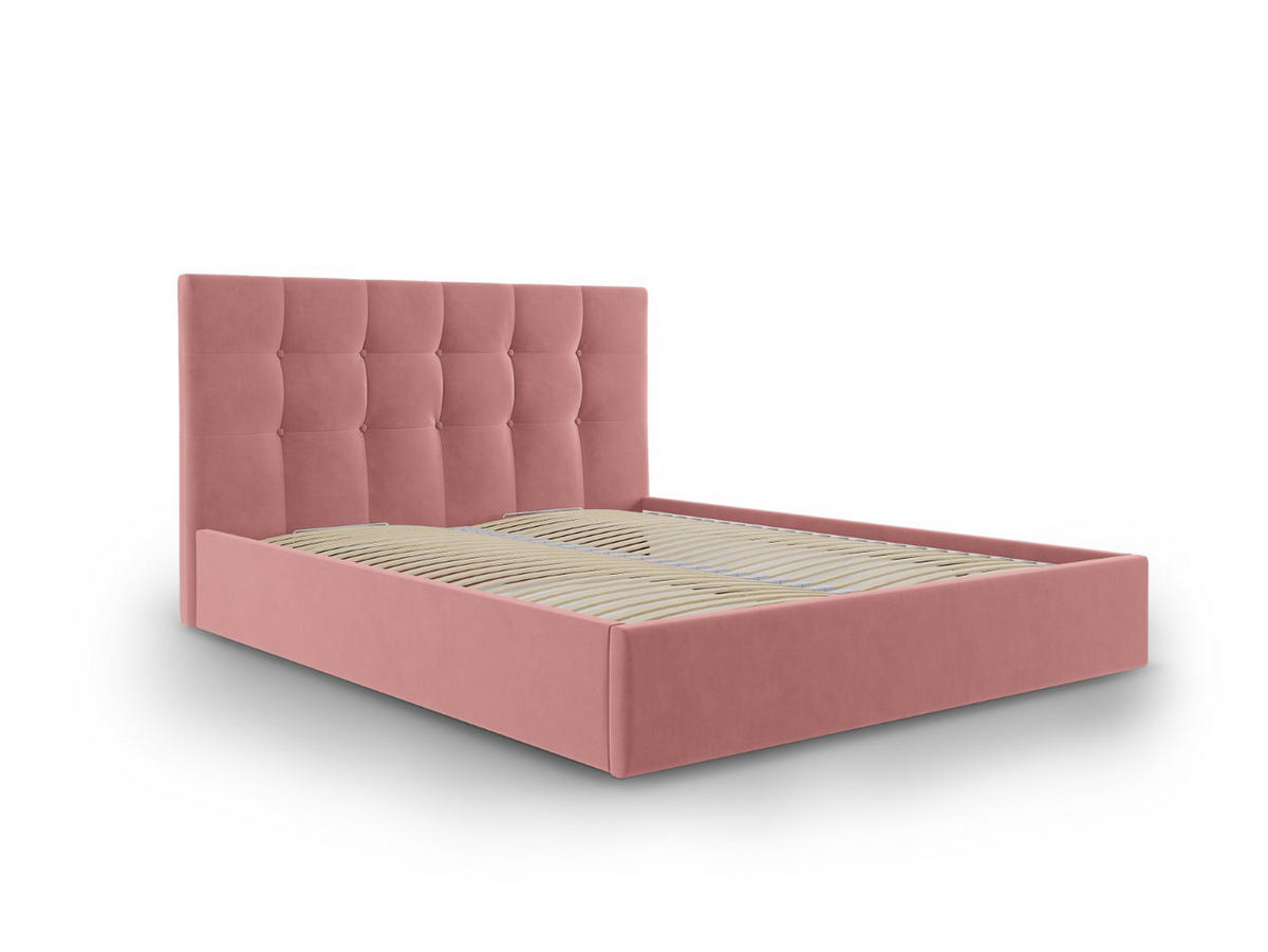 BETT mit Bettkasten und Kopfteil Phaedra aus Samt rosa 180x200cm - Pink, Textil (180/200cm) - Micadoni