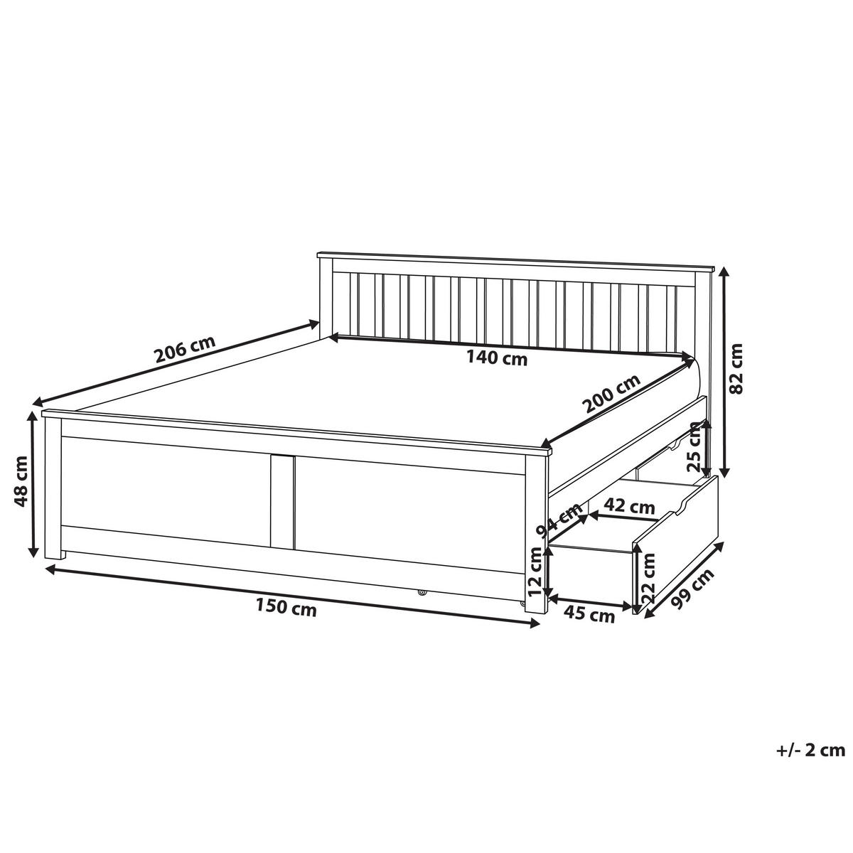 BETT mit Schubladen 140x200 cm Weiß Olendon - Weiß, Holz (140/200cm) - Beliani