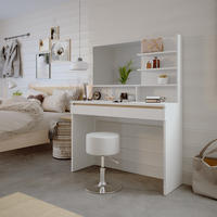 SCHMINKTISCH Emma Weiß 120 cm mit Spiegelregal & Hocker - Weiß, Holzwerkstoff (120/83/41.8cm) - Vicco