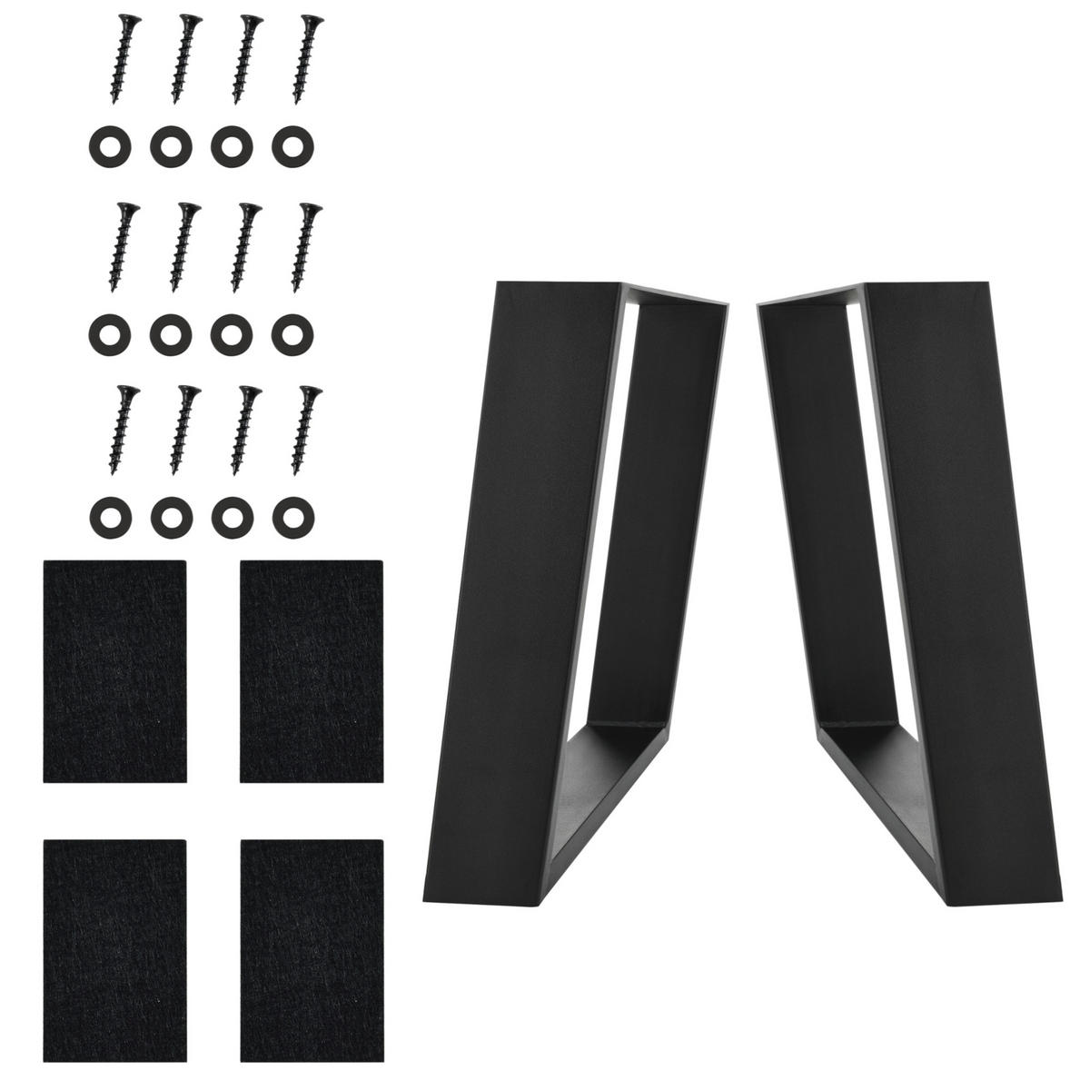 TISCHGESTELL-SET 2 TLG. Lülsfeld - Schwarz, Metall (40/43/8cm) - [en.casa]