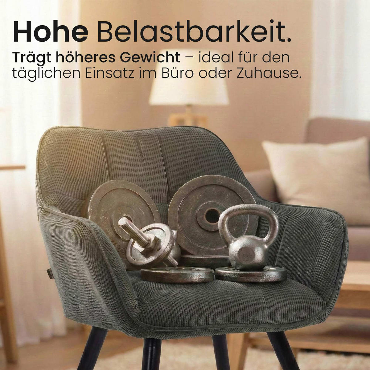 ESSZIMMERSTUHL Cord Dunkelgrau - Dunkelgrau/Schwarz, Holz/Textil (65/82/64cm) - CLP