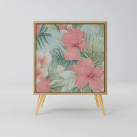 SIDEBOARD HAWAIIAN SPIRIT, Eichefarben, 57,5x42x75,5 cm, Goldfarbene Metallfüße - Eichefarben/Goldfarben, Holzwerkstoff/Metall (57.5/75.5/42cm) - SpaceRebels