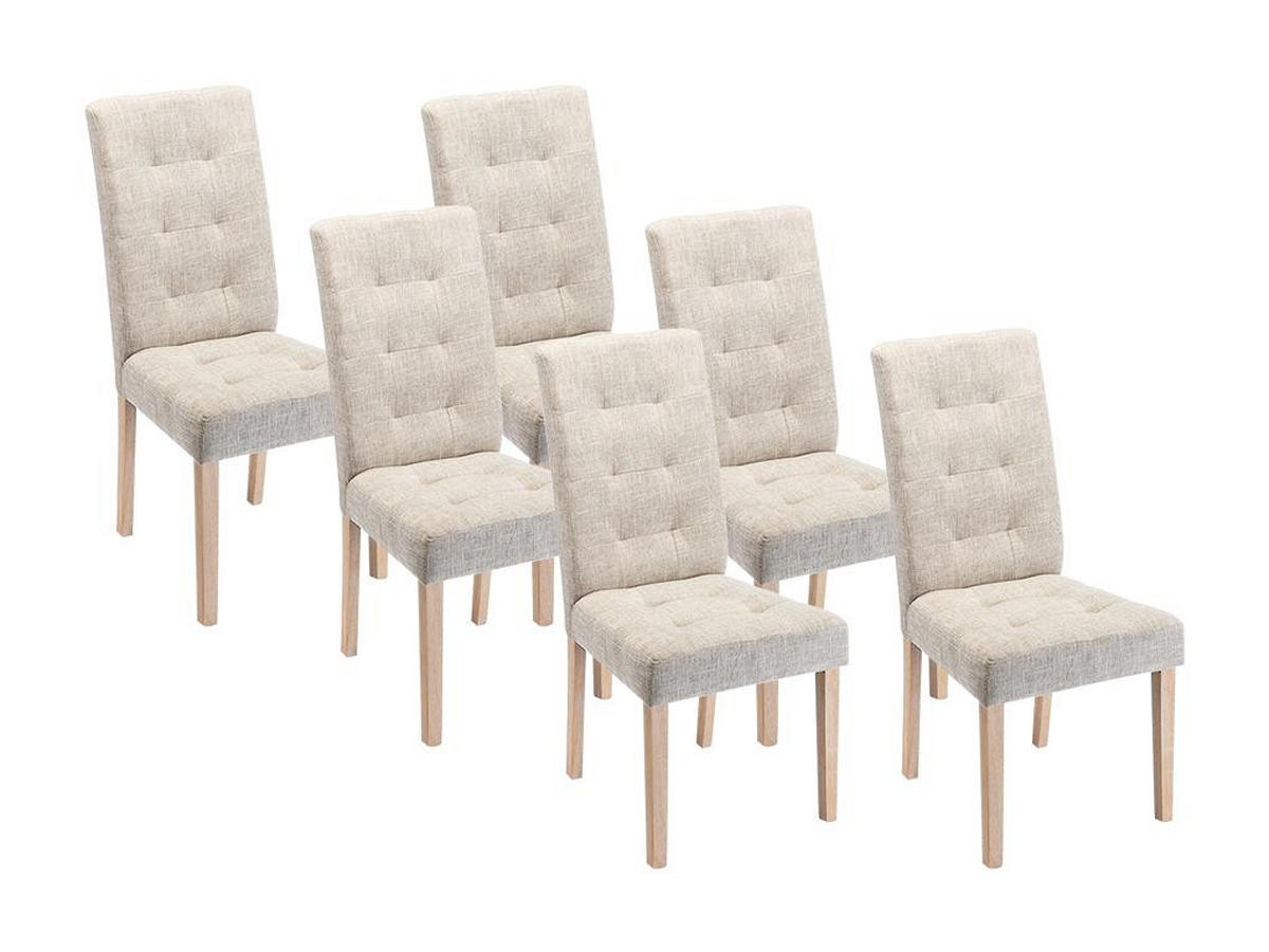 STUHL 6er-Set - Stoff & Holz - Beige - VILLOSA - Creme, Textil (61/100/48cm) - Vente-Unique