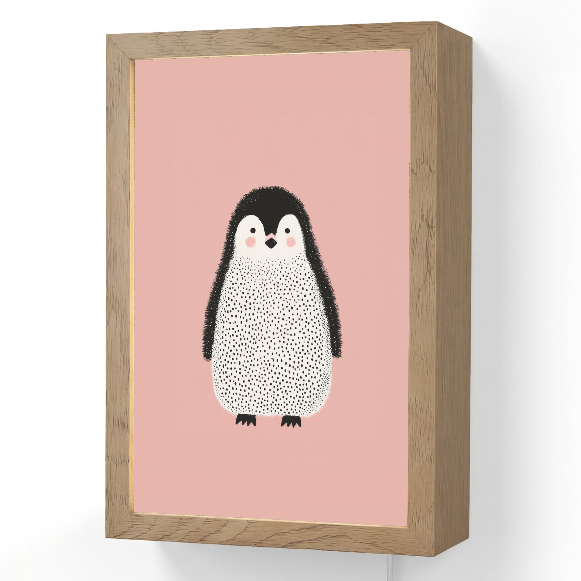 OnlyWow NÁSTĚNNÁ LAMPA Tučňák - Tečky - Minimalistický - Růžový 20x30 cm