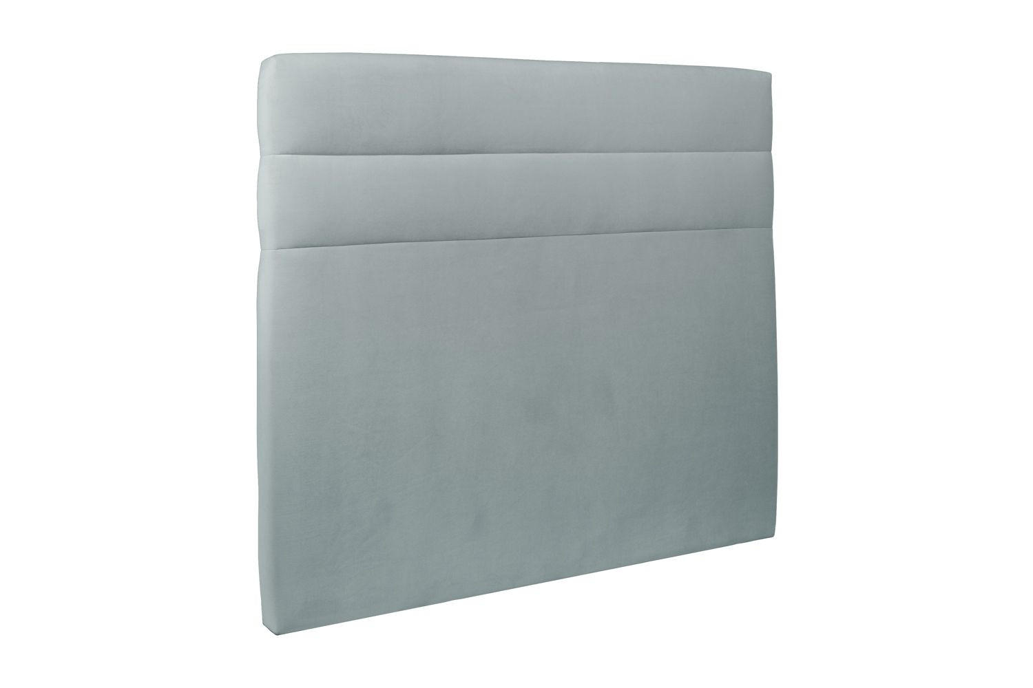 KOPFTEIL Modell Linien – Blaugrauer Samtstoff 140 cm - Beige/Blaugrau, Holz (140/120/10cm) - Sommeil de Plomb