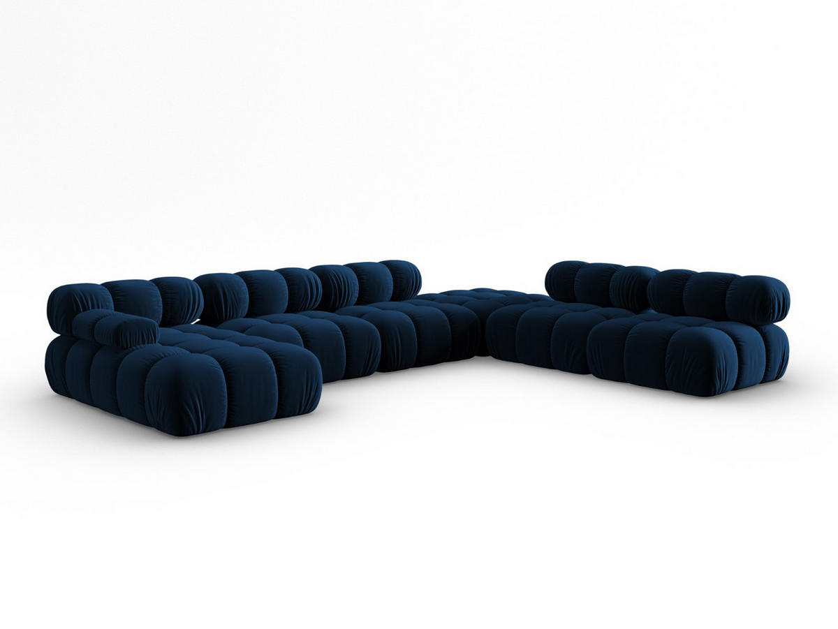 MODULARES-PANORAMASOFA rechts Bellis aus Samt königsblau 7 Sitzplätze - Blau, Textil (282/63/379cm) - Micadoni