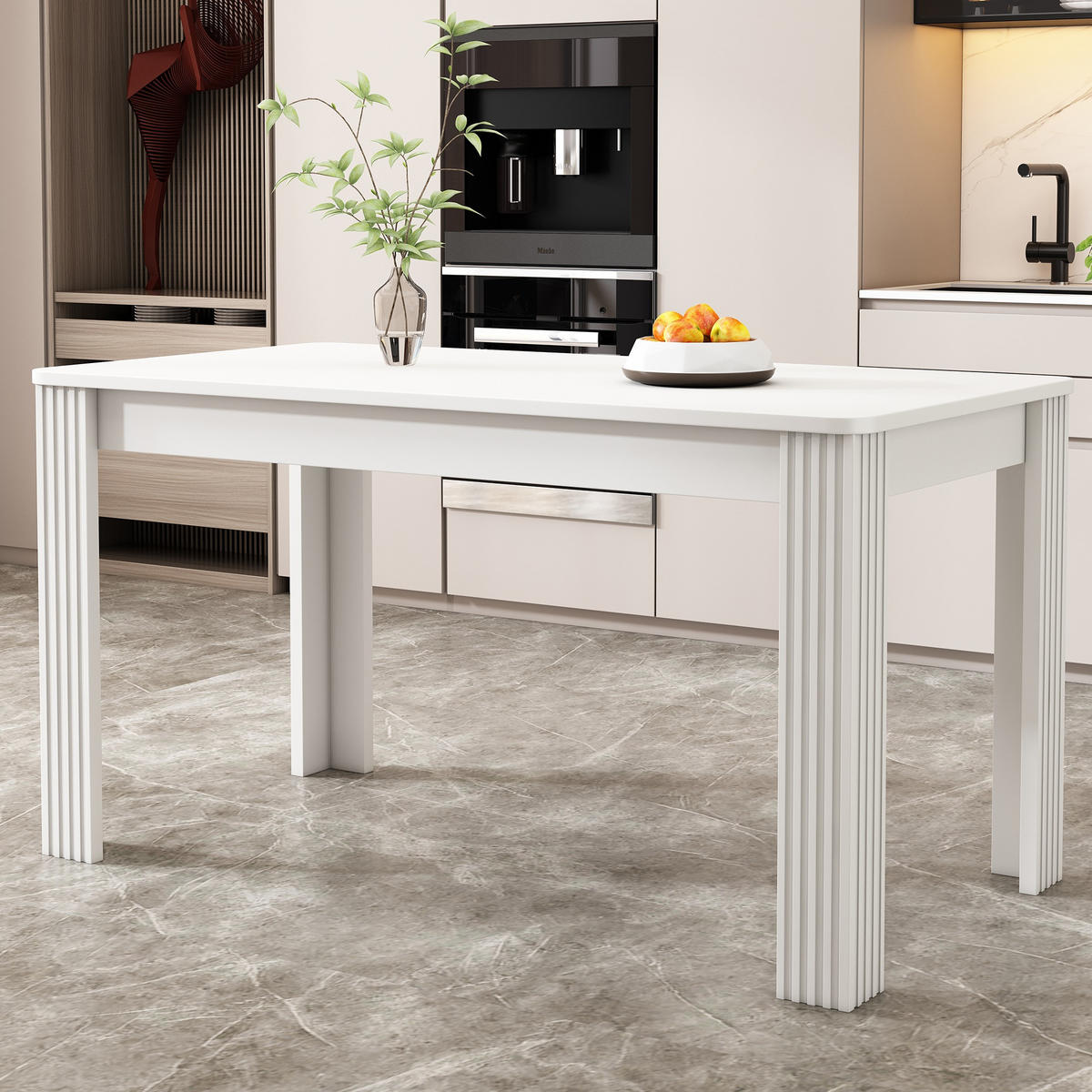 ESSTISCH 116/65/75cm,vierbeiniger Tisch,rechteckiger Holztisch,Weiß - Weiß, Holz (116/65/75cm) - LVHOM
