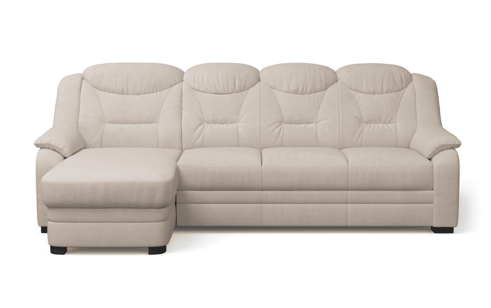 ECKSOFA mit Schlaffunktion – weiches Chenille-Gewebe - Sandfarben/Beige, Holz/Kunststoff (257/162cm) - Cotta