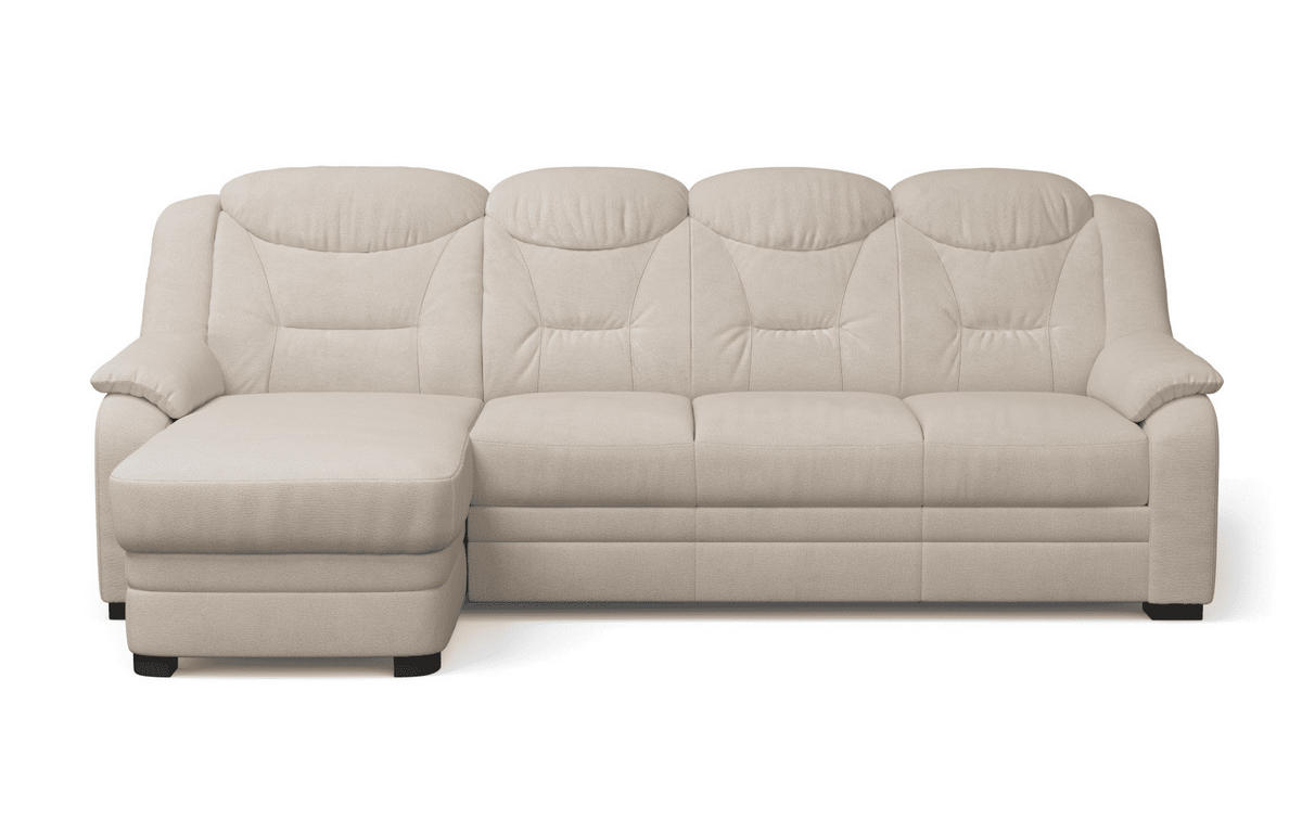 ECKSOFA mit Schlaffunktion – weiches Chenille-Gewebe - Sandfarben/Beige, Holz/Kunststoff (257/162cm) - Cotta