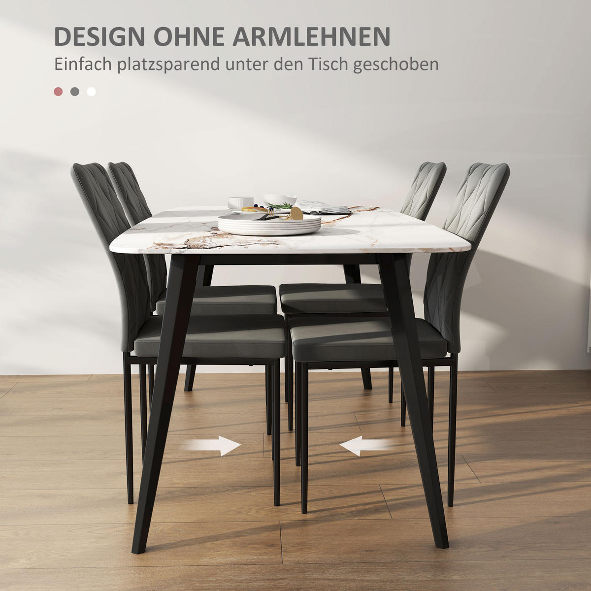 ESSZIMMERSTÜHLE 4er-Set - Dunkelgrau, Kunststoff (42/95/58cm) - HOMCOM