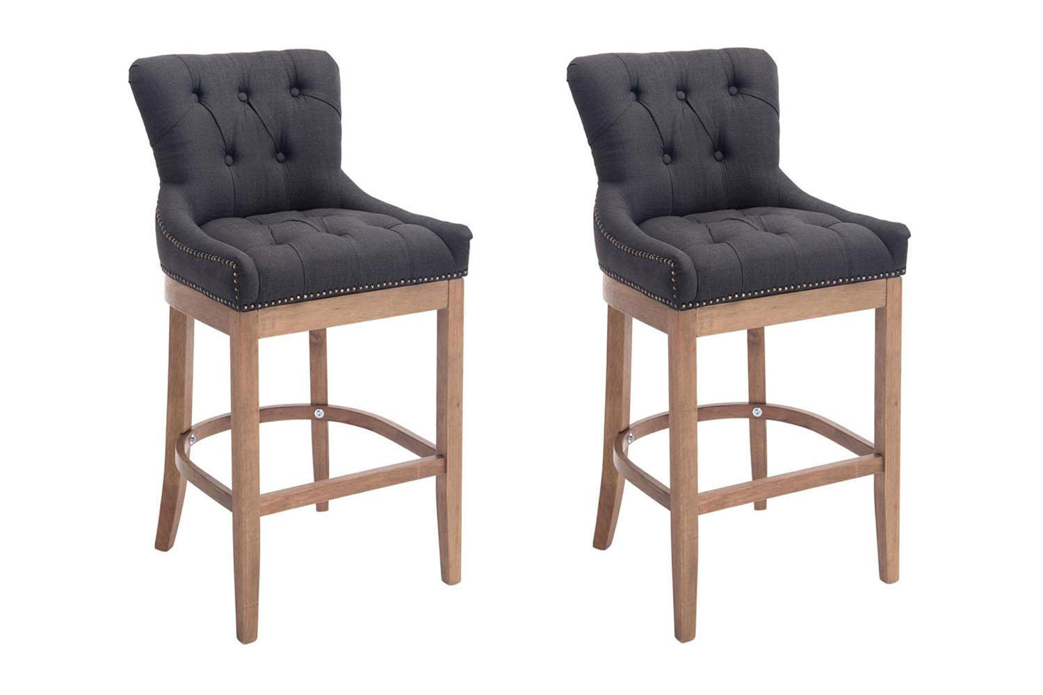 BARHOCKER 2er Set Stoff dunkelgrau - Dunkelgrau/Naturfarben, Holz/Textil (55/109/57cm) - CLP