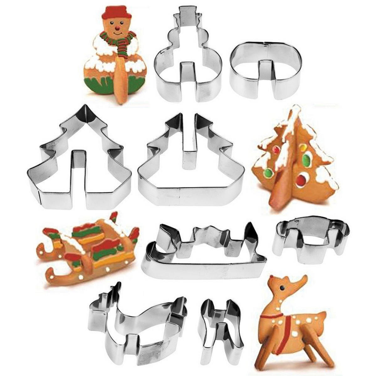 AUSSTECHFORM-SET Weihnachten 3D 8-teilig Silber - Silberfarben, Metall (9.5/1.5/8.5cm) - La Cucina