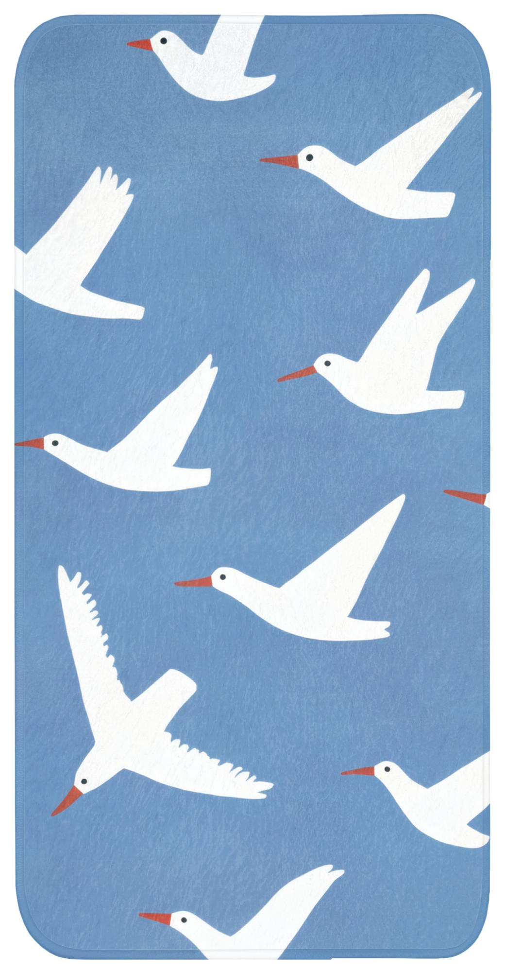 BADEMATTE Vögel - Weiß - Muster 60x120 cm - Blau, Kunststoff/Textil (60/120cm)