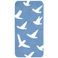 BADEMATTE Vögel - Weiß - Muster 60x120 cm - Blau, Kunststoff/Textil (60/120cm)