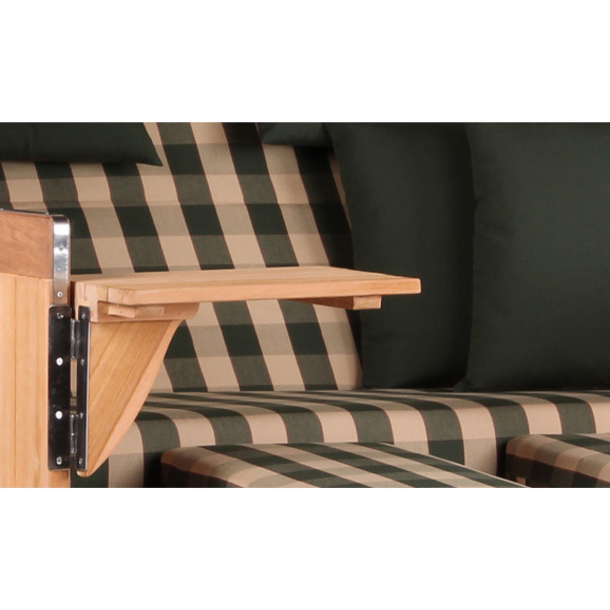 STRANDKORB Baltikum Teak 2,5 Sitzer - Braun/Grau, Holz/Metall (142/170/95cm) - Mr. Deko