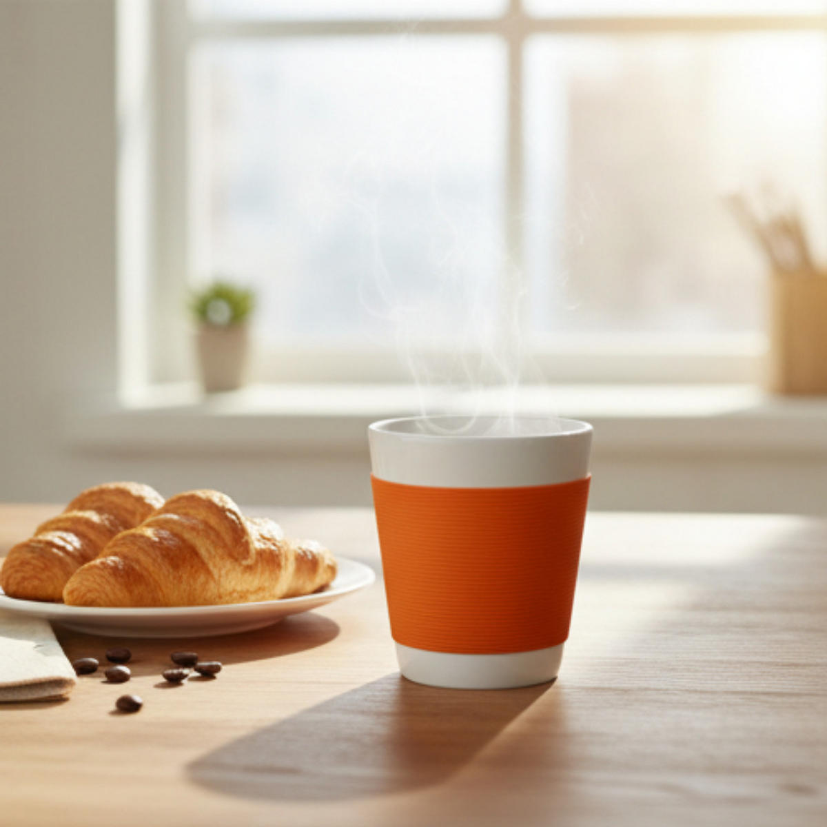 ESPRESSOTASSEN Canteen Orange 2er Set 100 ml Doppelwandig Porzellan Silikonhülle - Orange/Grün, Keramik (0.2L) - Bodum