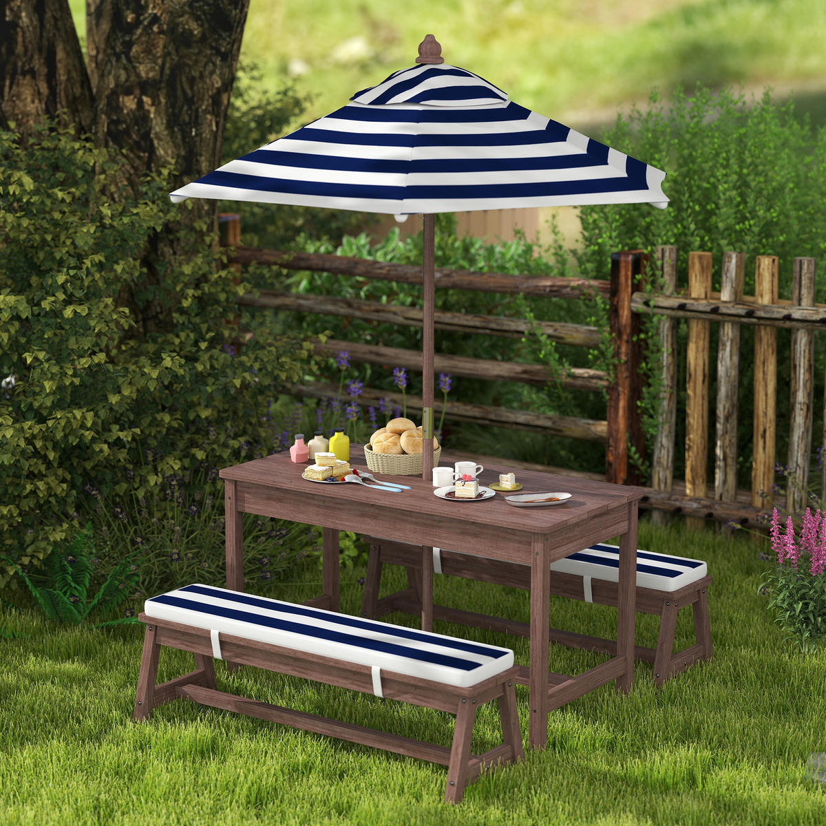 KINDERSITZGRUPPE DE-17530 Marineblau/Weiß gestreift - Blau, Holzwerkstoff (44/50/89cm) - ComfortXL