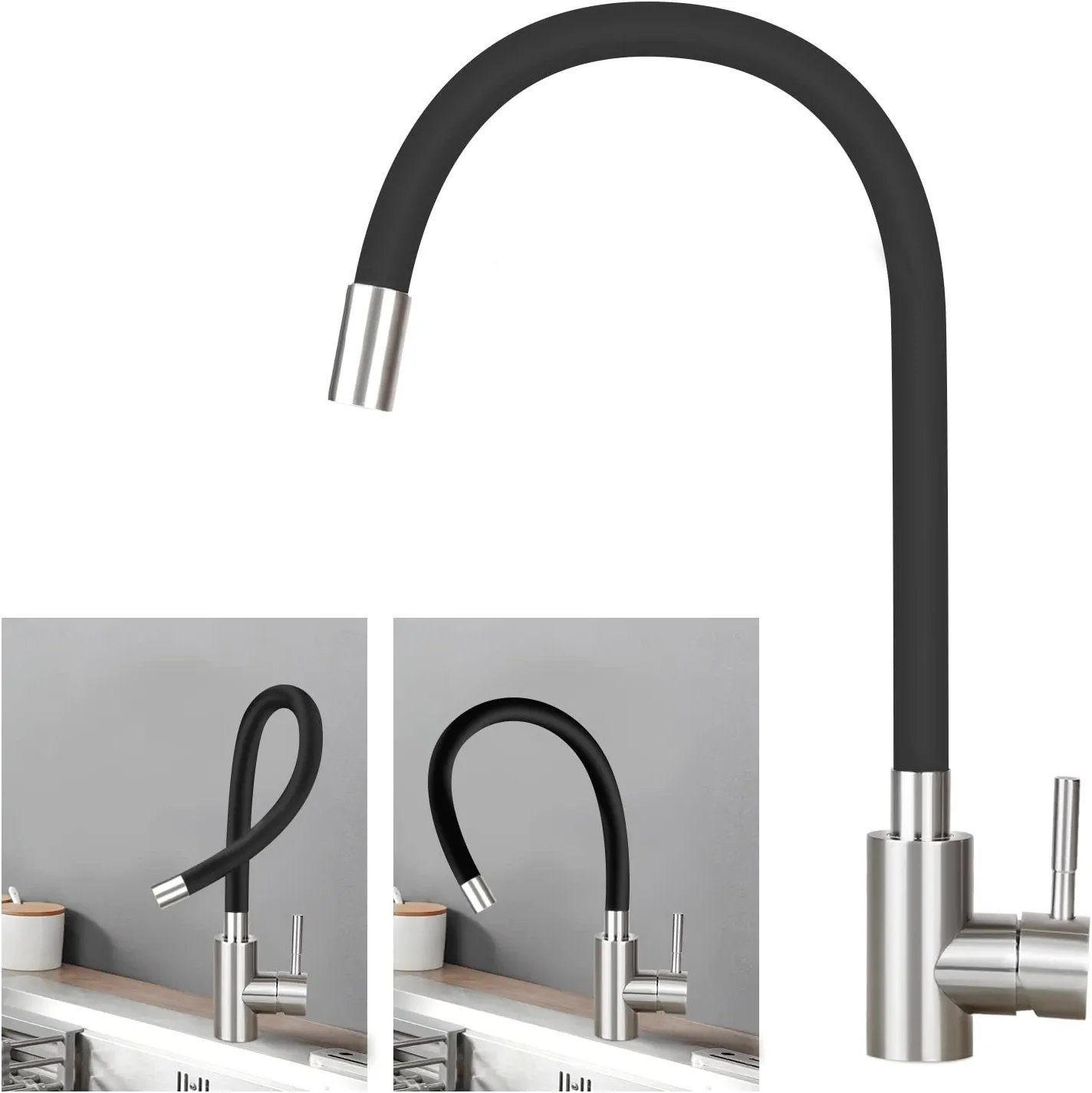 KÜCHENARMATUR Sabine - Schwarz, Metall (6/38/27cm) - Nettlife