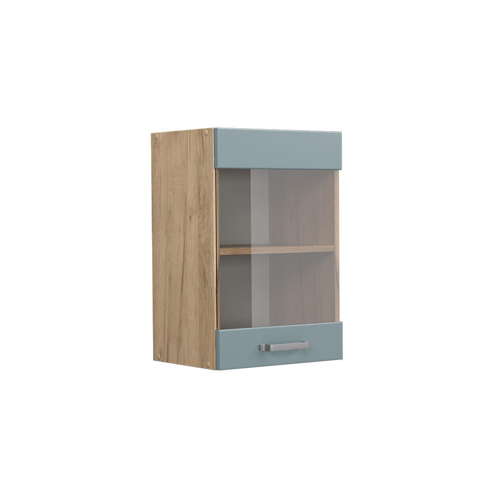 KÜCHENGLASSCHRANK R-Line Blau-Grau 40 cm - Honigeiche/Eiche Wotan, Holzwerkstoff (40/60/31cm) - Vicco