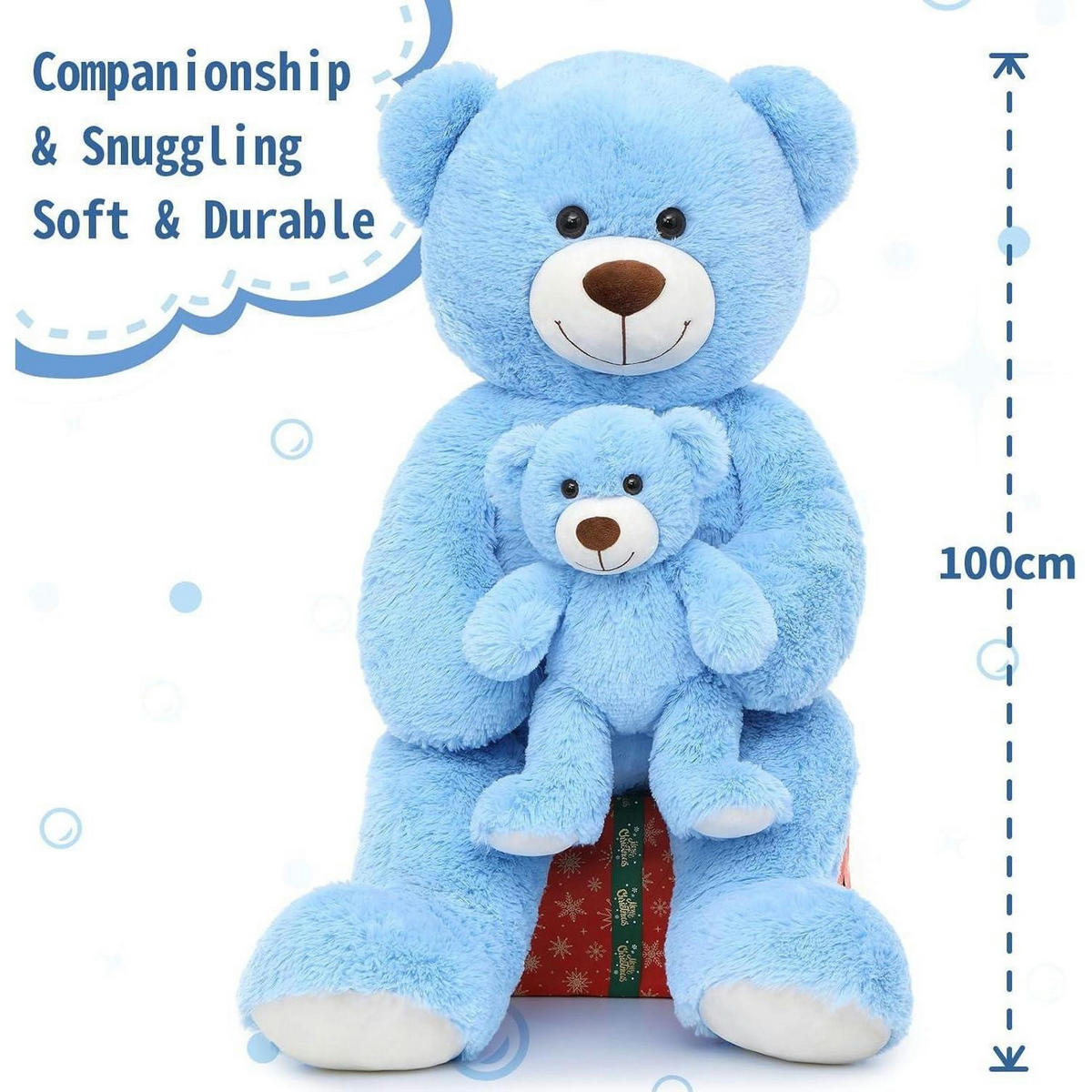 STOFFTIER-SET Teddybär 2-teilig 100 cm Blau - Blau, Textil (45/100cm)