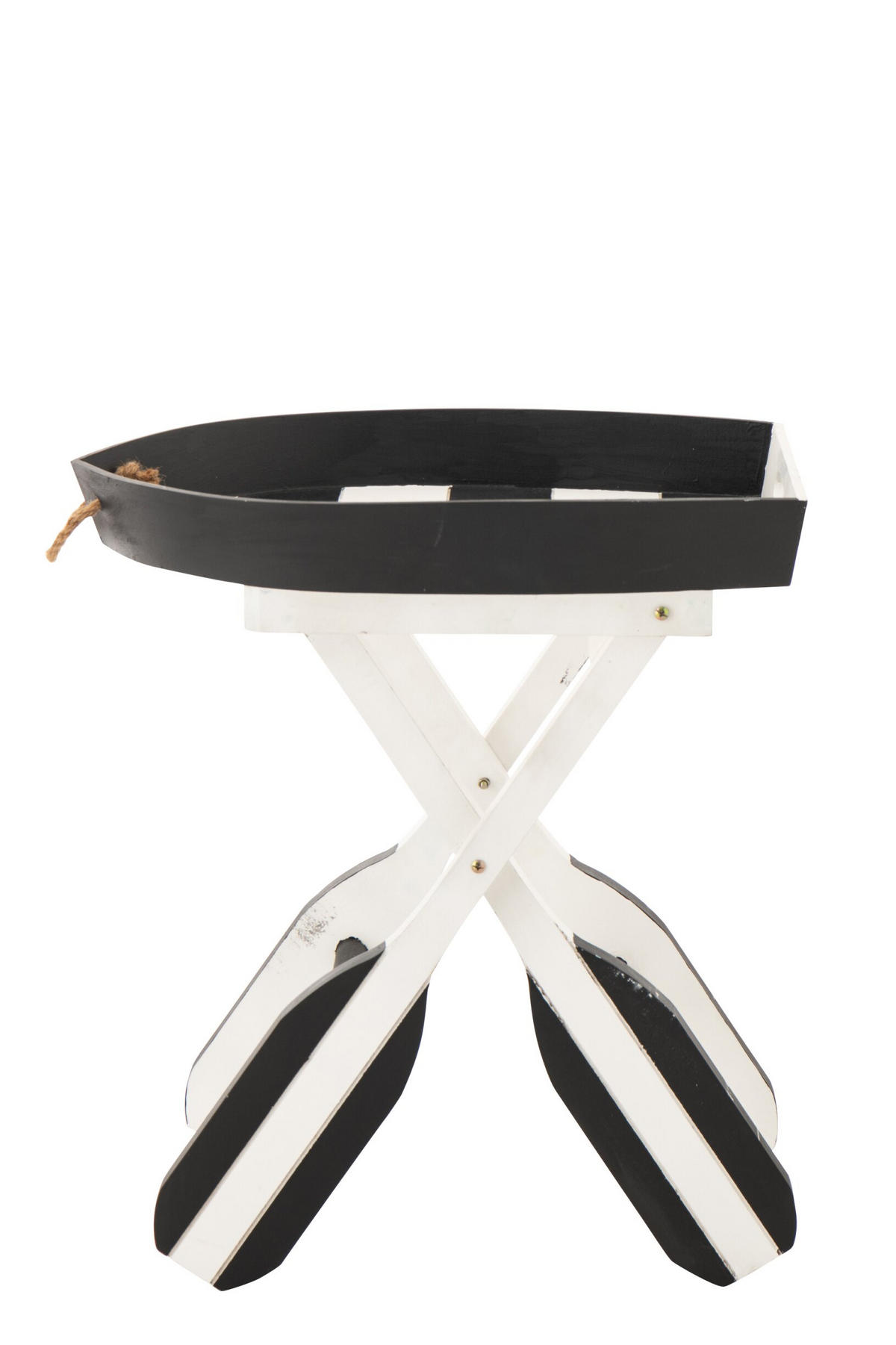 BEISTELLTISCH BOOT GESTREIFT Schwarz - Weiß, Holz (64/41.2/73.5cm) - J-Line
