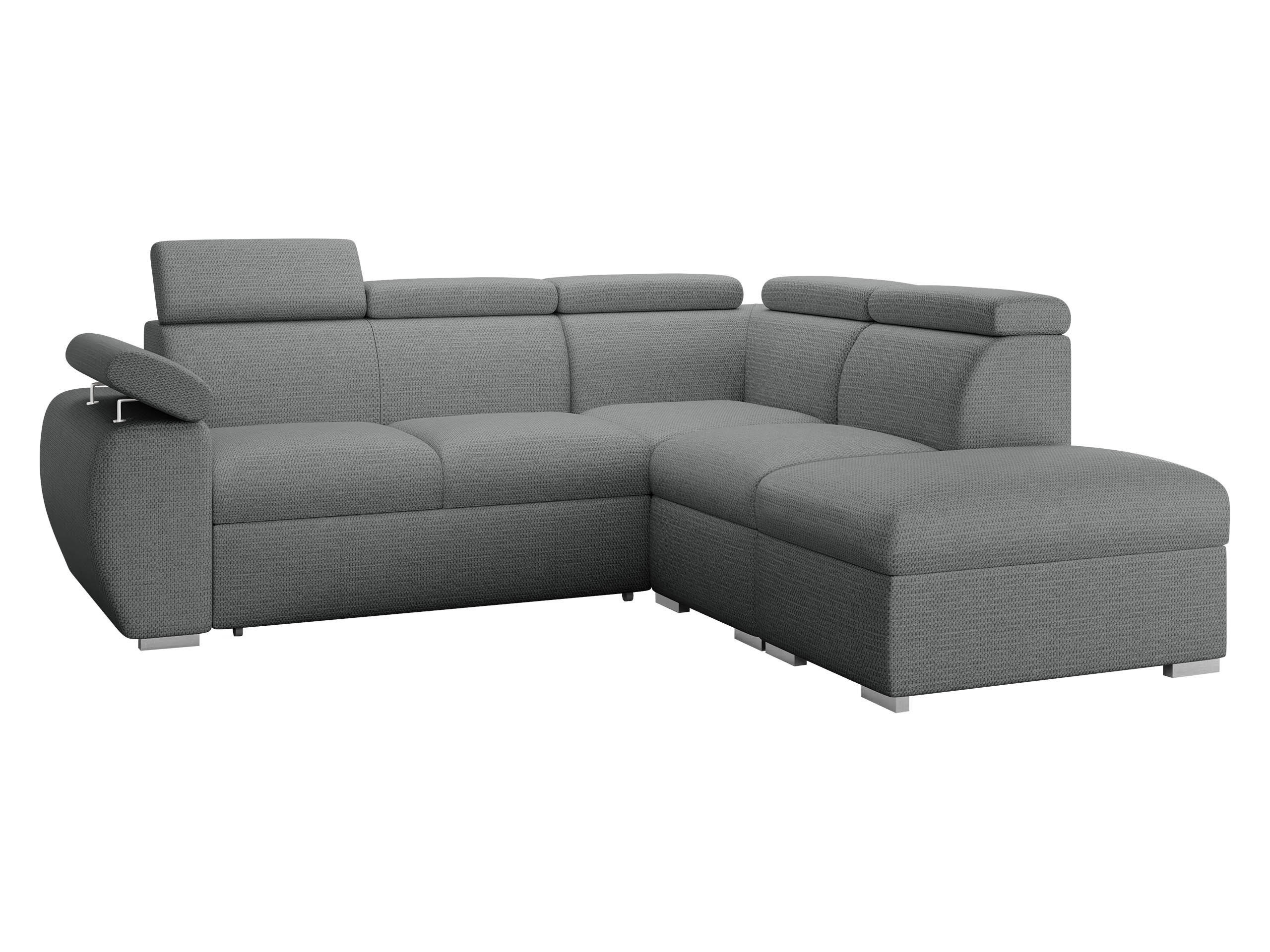 ECKSOFA Boston 2RR1P, Seite: Rechts 2R+R+1P(65)+PUFAP - Silberfarben/Graphitfarben, Holz/Textil (260/230cm) - MIRJAN24