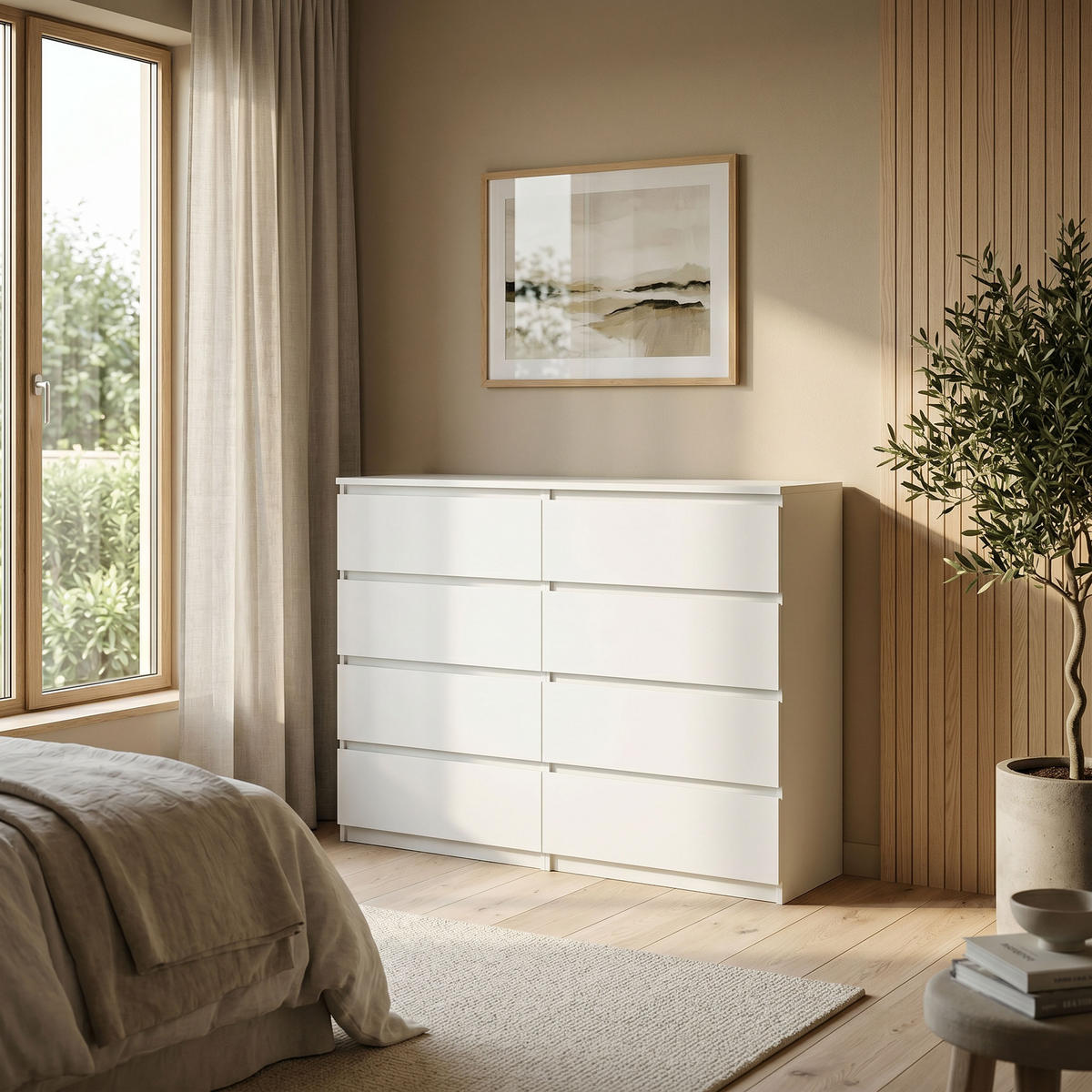 KOMMODE NUDO 120/101,5/39cm mit 8 Schubladen Türen Weiß - Weiß, Holzwerkstoff (120/101.5/39cm) - MASSENO