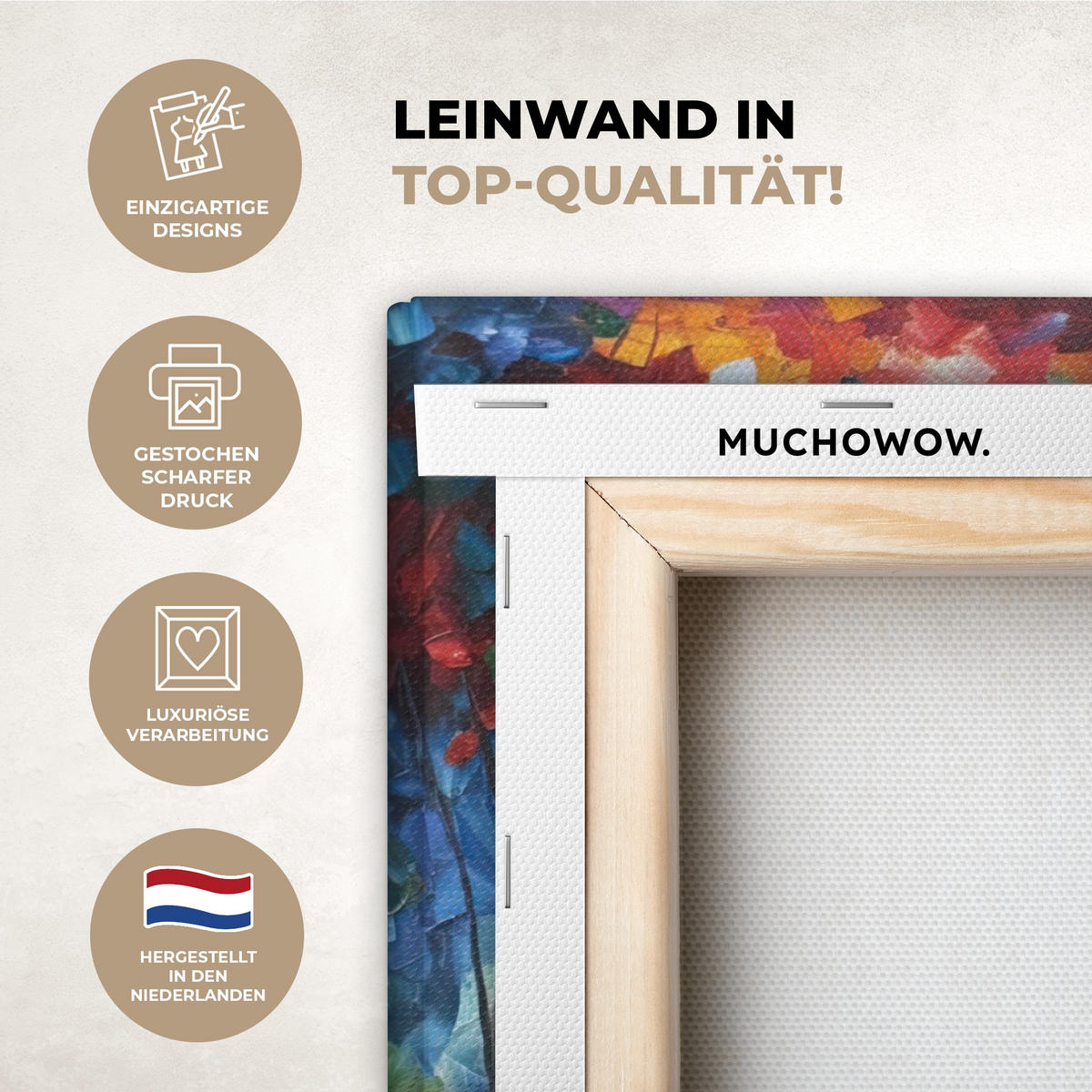 LEINWANDBILD Landschaft - Wald - Farben - Natur Gemälde 60x40 cm - Multicolor, Textil (60/40cm) - MuchoWow