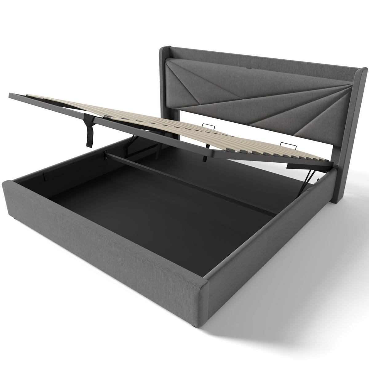 POLSTERBETT mit Bettkasten USB/Typ-C 140x200 cm Grau - Grau, Metall (140/200cm) - Meubliv