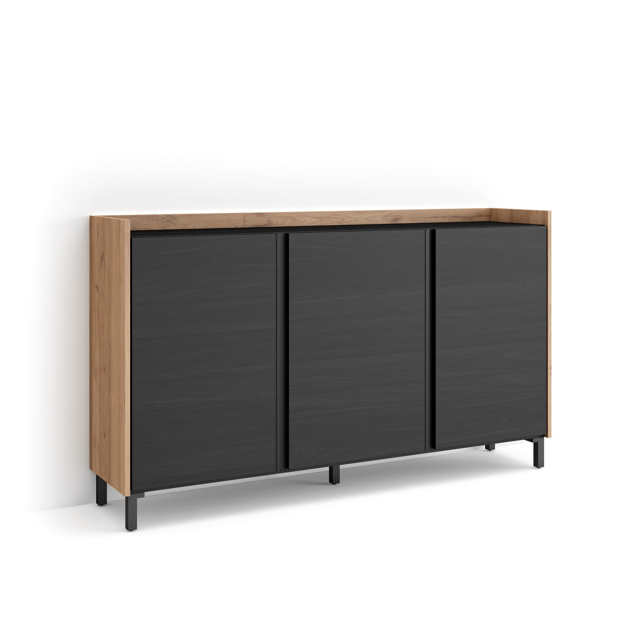 Skraut Home Sideboard, Schwarz 156x91x35 cm