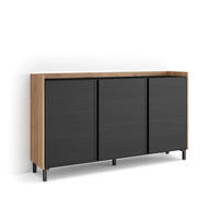 SIDEBOARD, Schwarz und Eiche, 156/35/91cm, mit Beinen - Schwarz, Holzwerkstoff (156/91/35cm) - Skraut Home