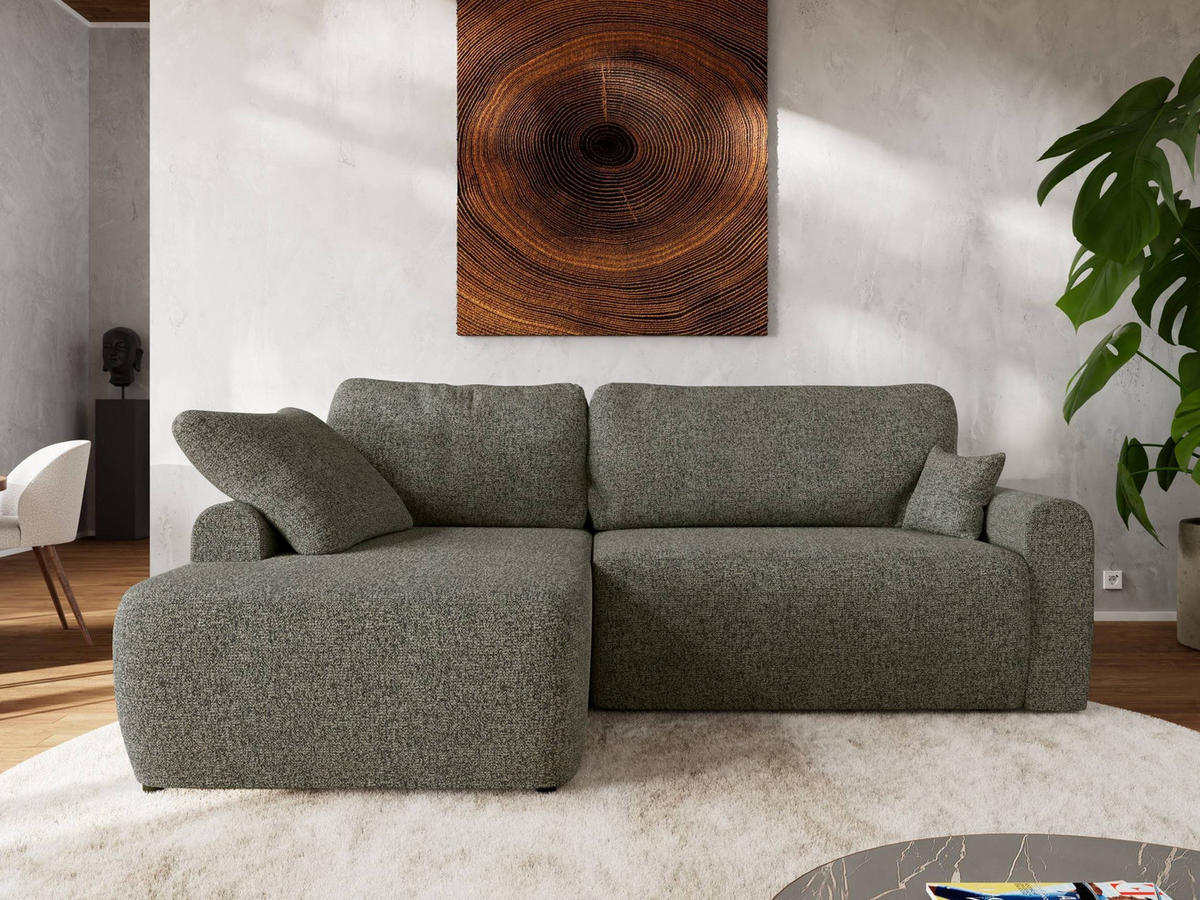 ECKSCHLAFSOFA CUBO L Grau Struktur - links - Schwarz/Grau, Kunststoff/Textil (273/187cm) - MKS