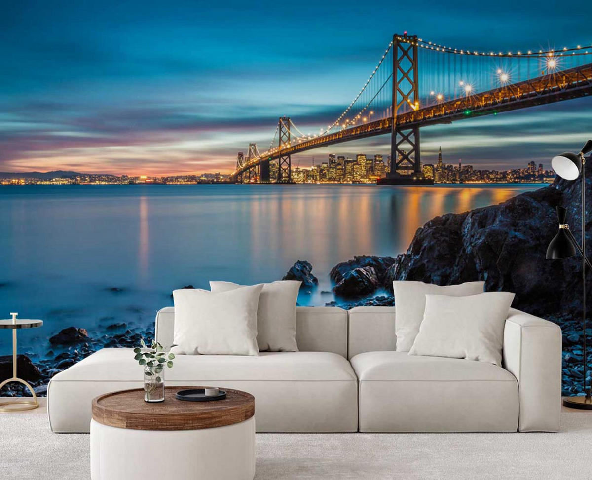 FOTOTAPETE, Brücke nach San Francisco - Blau, Papier (250/175cm) - Feeby