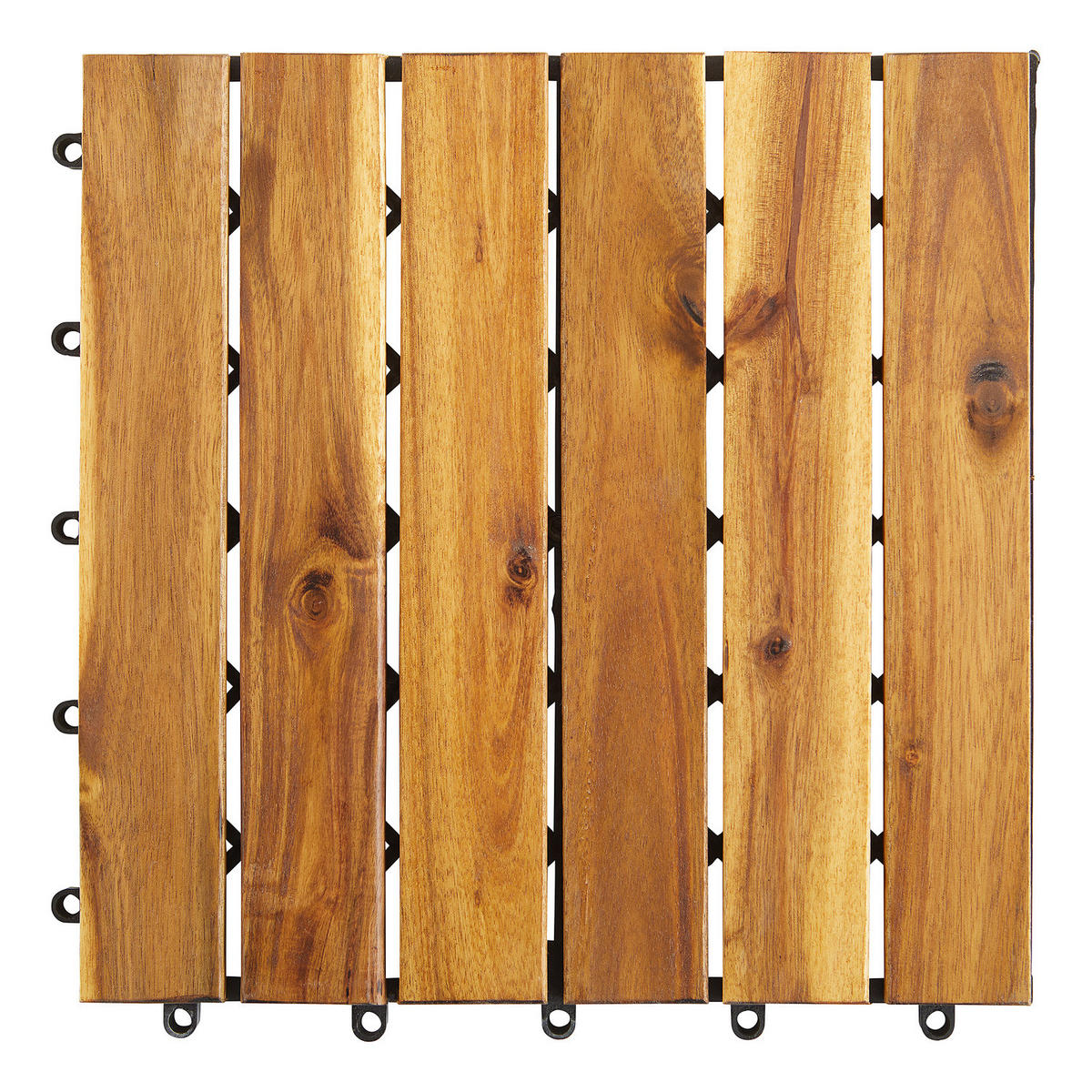 TERRASSENFLIESE - Akazie massiv - 33er-Set - Akaziefarben, Holz/Kunststoff (30/30/2.4cm) - home24