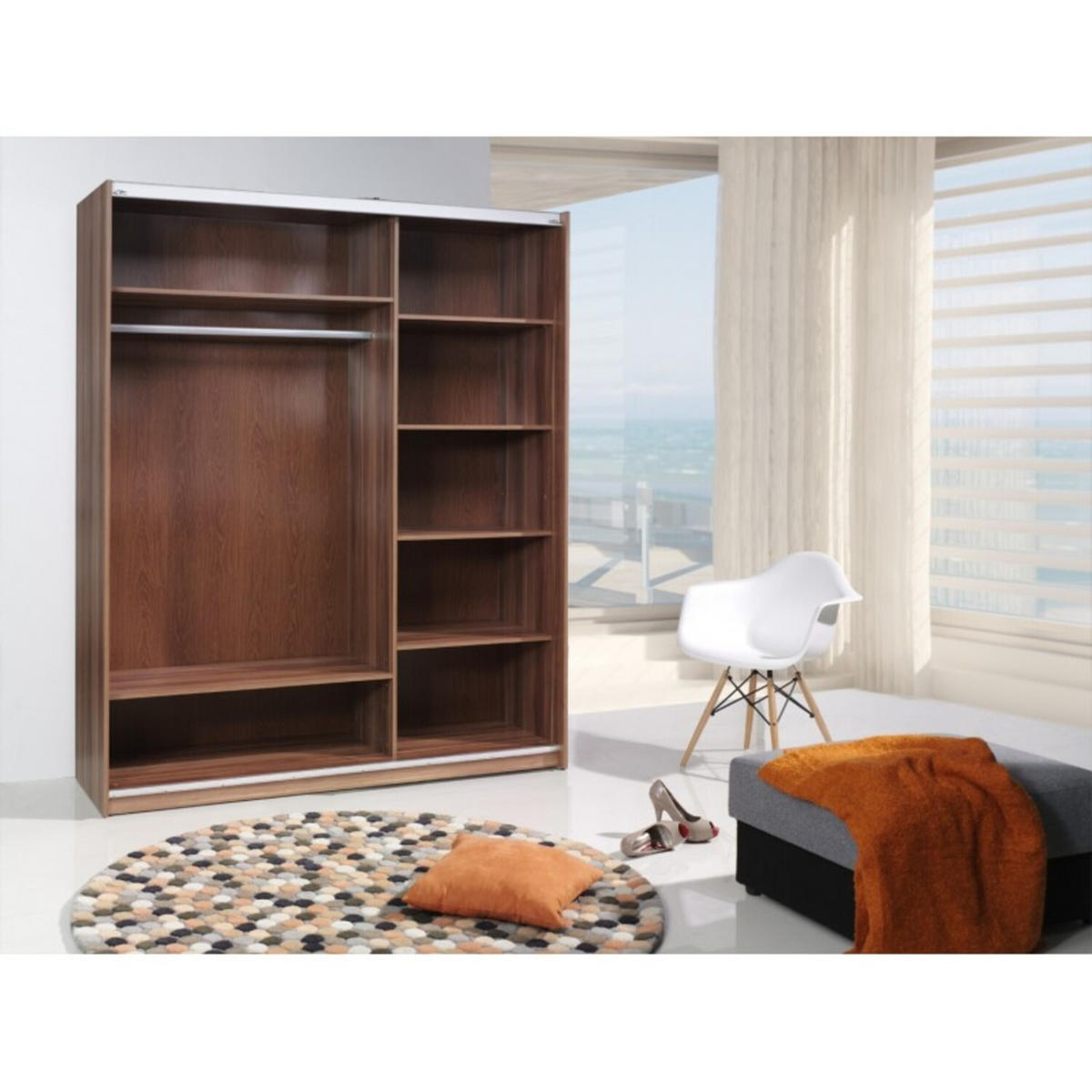 SCHIEBETÜRENSCHRANK - Kleiderschrank Polly - Wenge - Wengefarben, Holzwerkstoff (175/211/60cm) - Möblo