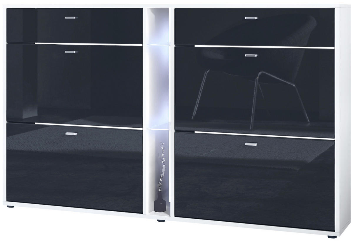 SCHUHSCHRANK Today Fronten in Schwarz Hochglanz - Schwarz Hochglanz, Holzwerkstoff (155.5/95/28cm) - Vladon