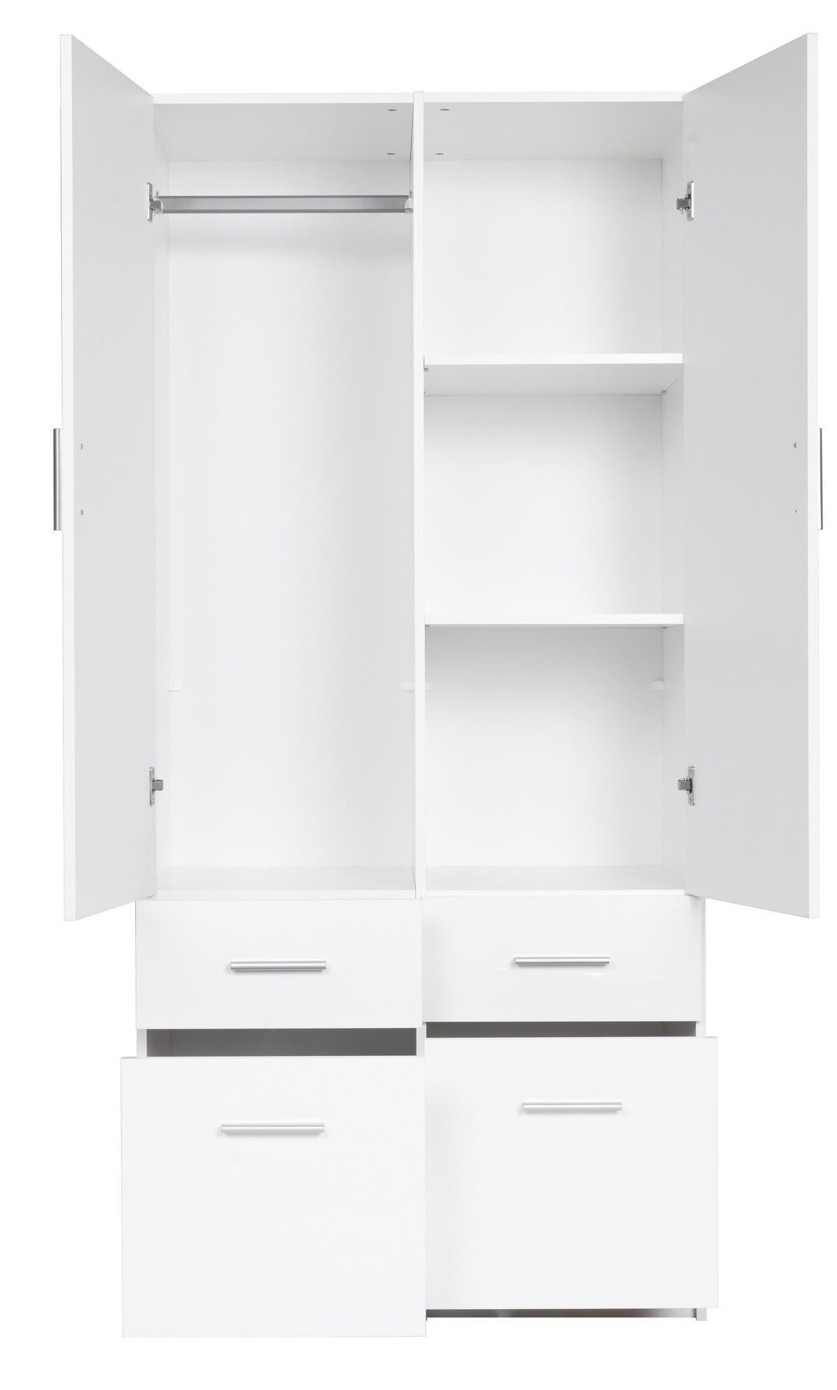DREHTÜRENSCHRANK LUGERN 91,2/197,6/53,6cm 2-türig Weiß - Weiß, Holzwerkstoff (91.2/197.6/53.6cm) - MASSENO