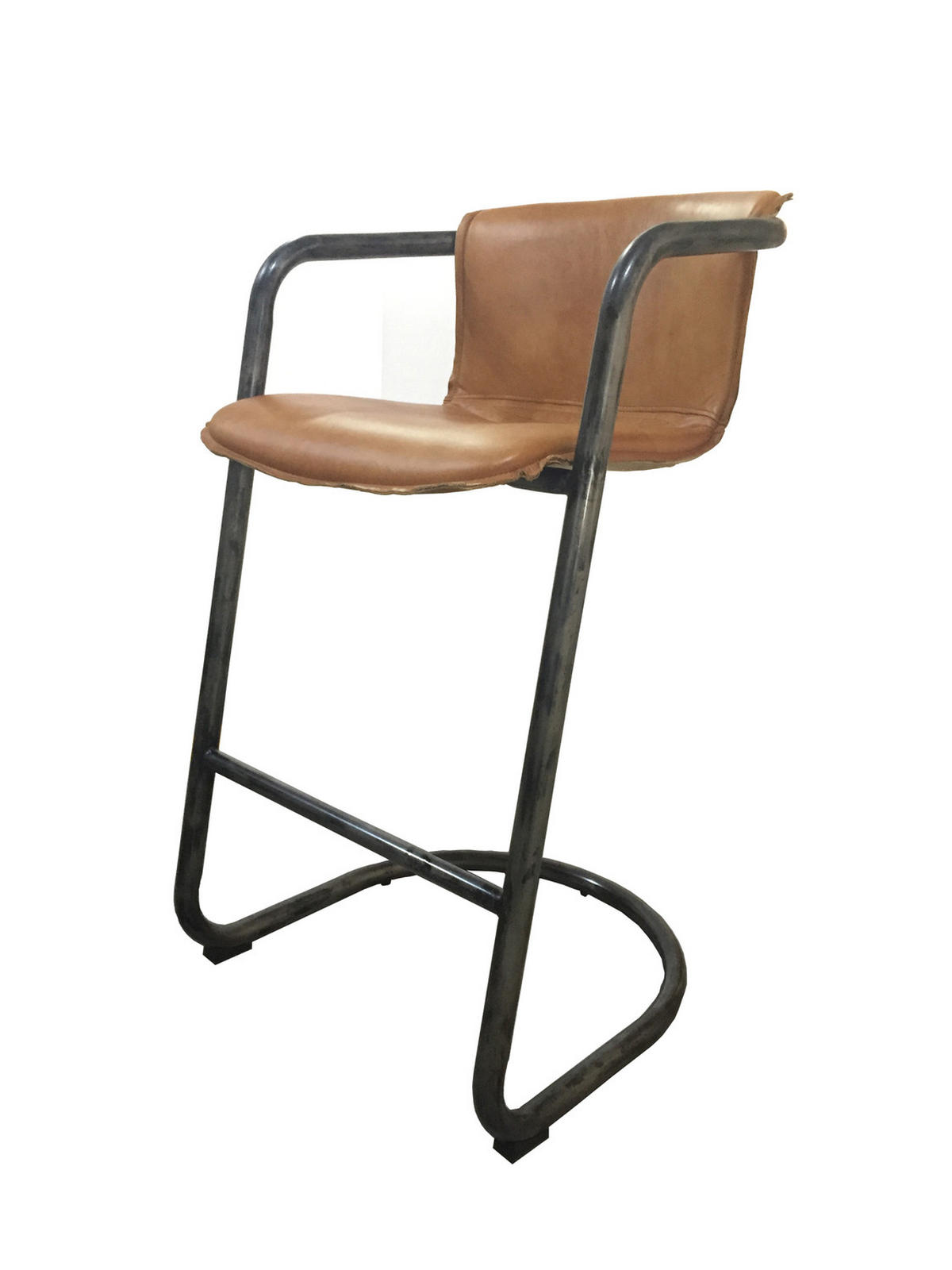 BARHOCKER TRIVIA Braun Leder - Dunkelbraun/Braun, Leder (51/102/62cm) - KAWOLA