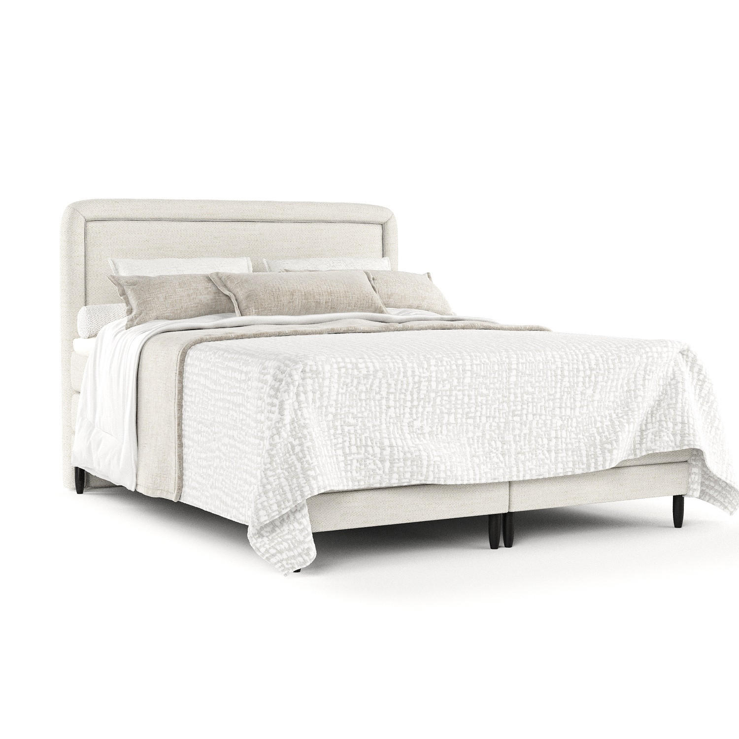 BOXSPRINGBETT Dove Creme 180/200 cm mit Matratzen und Topper - Creme/Schwarz, Holz/Holzwerkstoff (180/200cm) - Maison de Reve